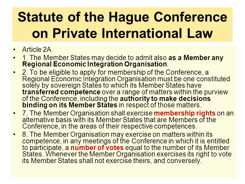 Statute of the Hague Conference on Private International Law