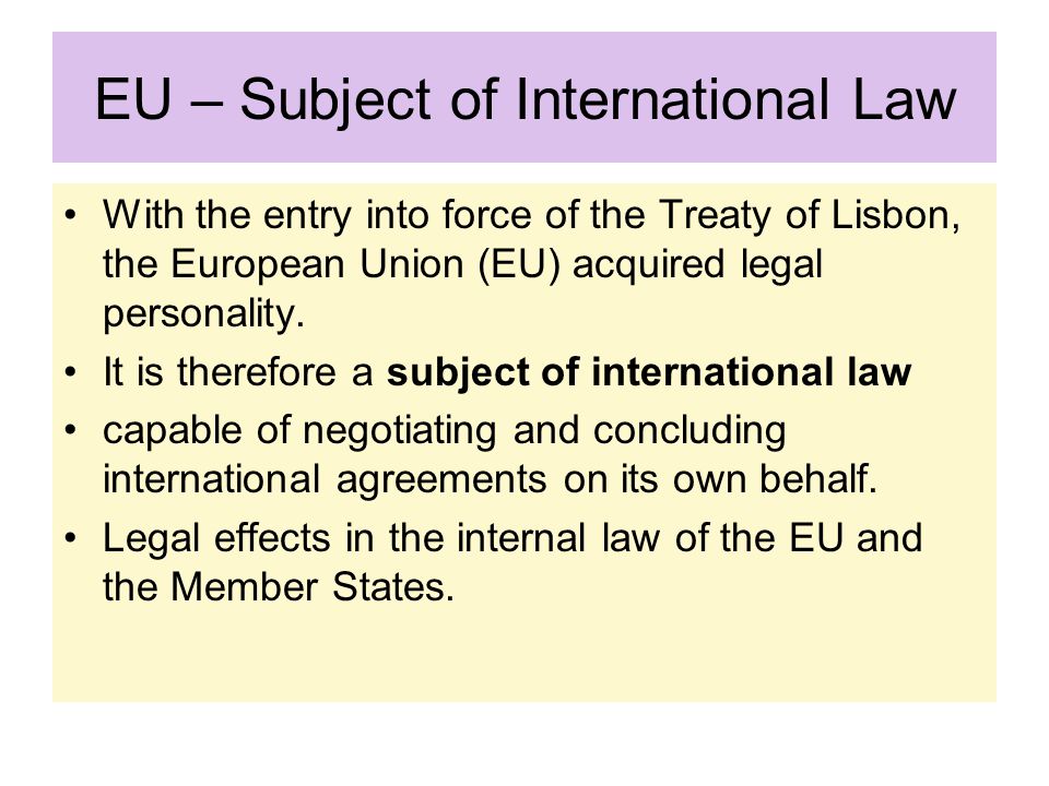 EU – Subject of International Law