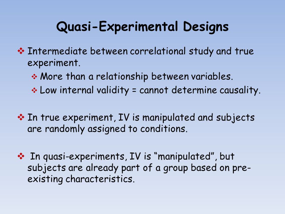 quasi experimental vs experiments