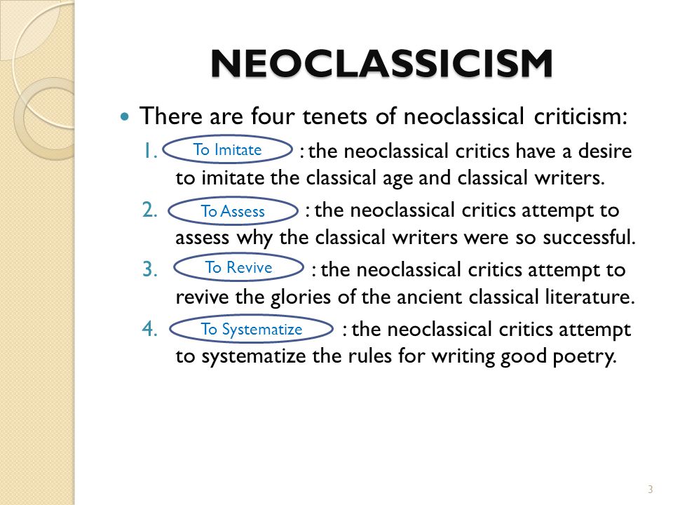 neoclassical period literature characteristics