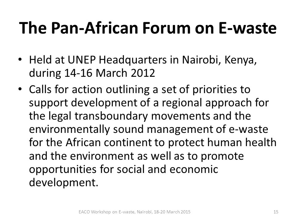 The Pan-African Forum on E-waste