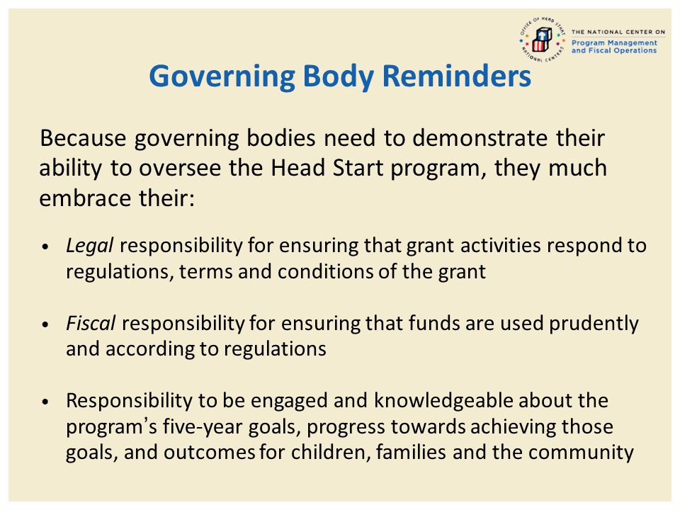 Governing Body Reminders