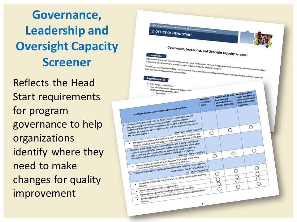 Governance, Leadership and Oversight Capacity Screener