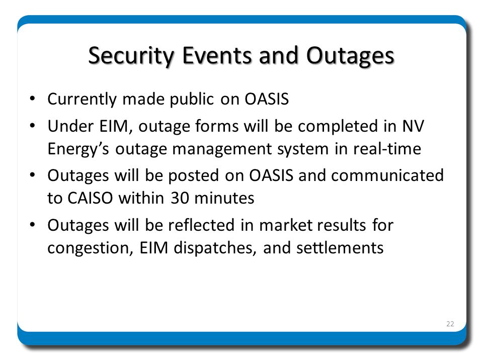 Security Events and Outages