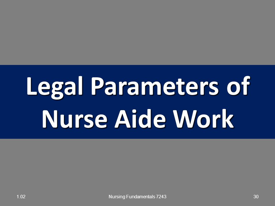 Legal Parameters of Nurse Aide Work