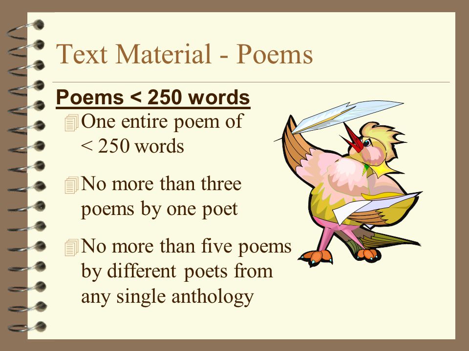 Text Material - Poems Poems < 250 words