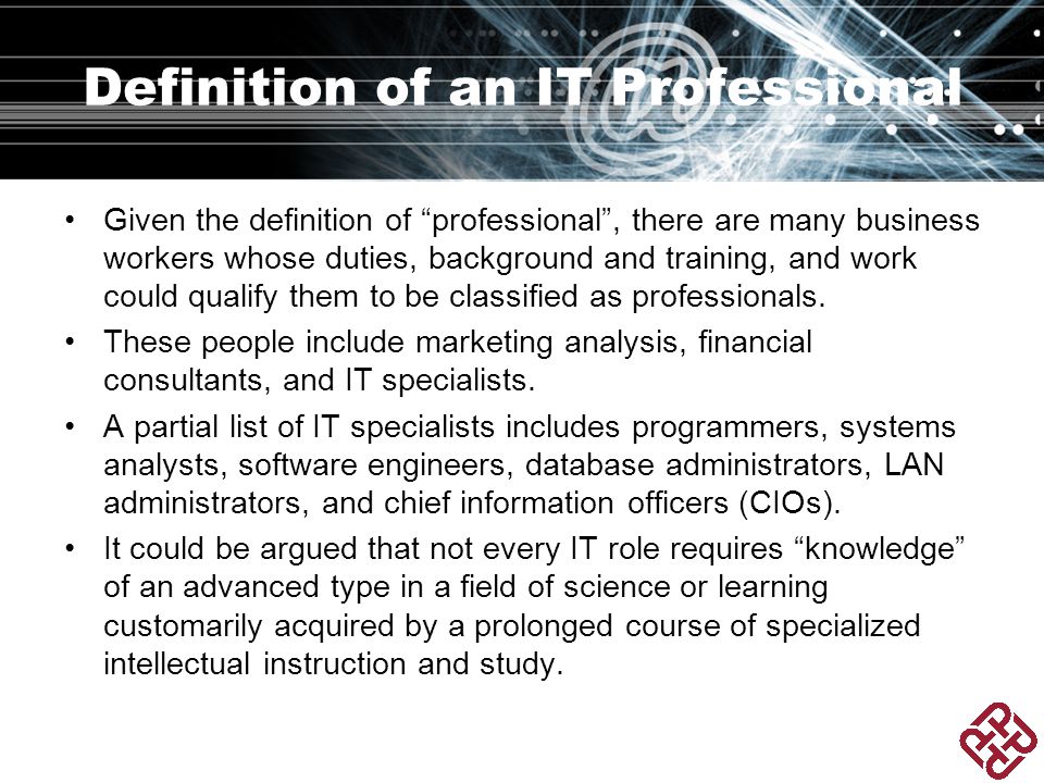 Definition of an IT Professional