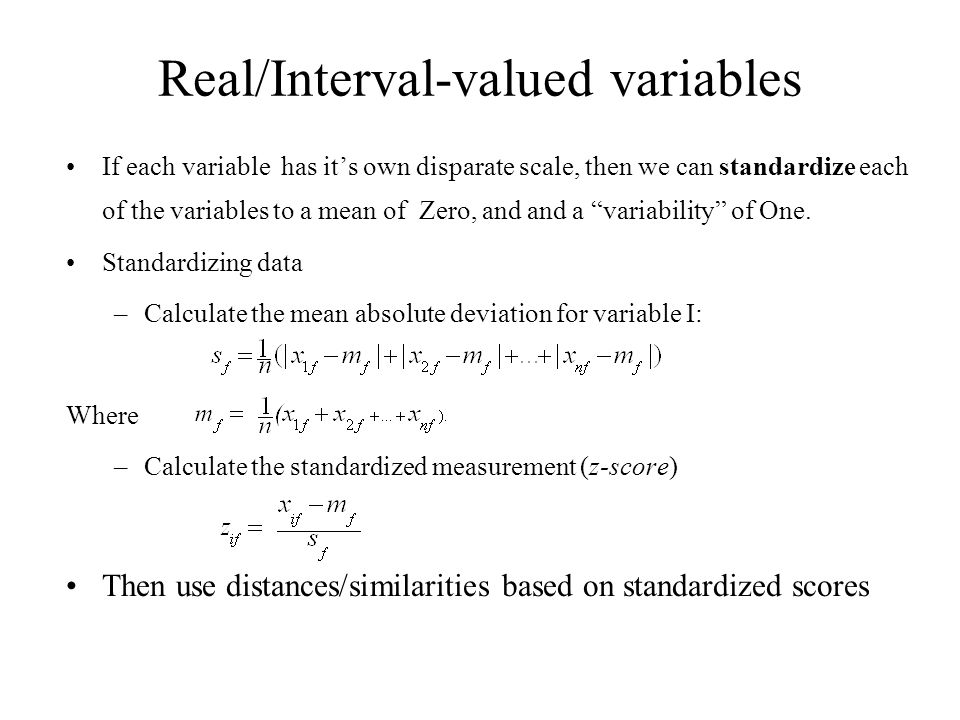 Real/Interval-valued variables