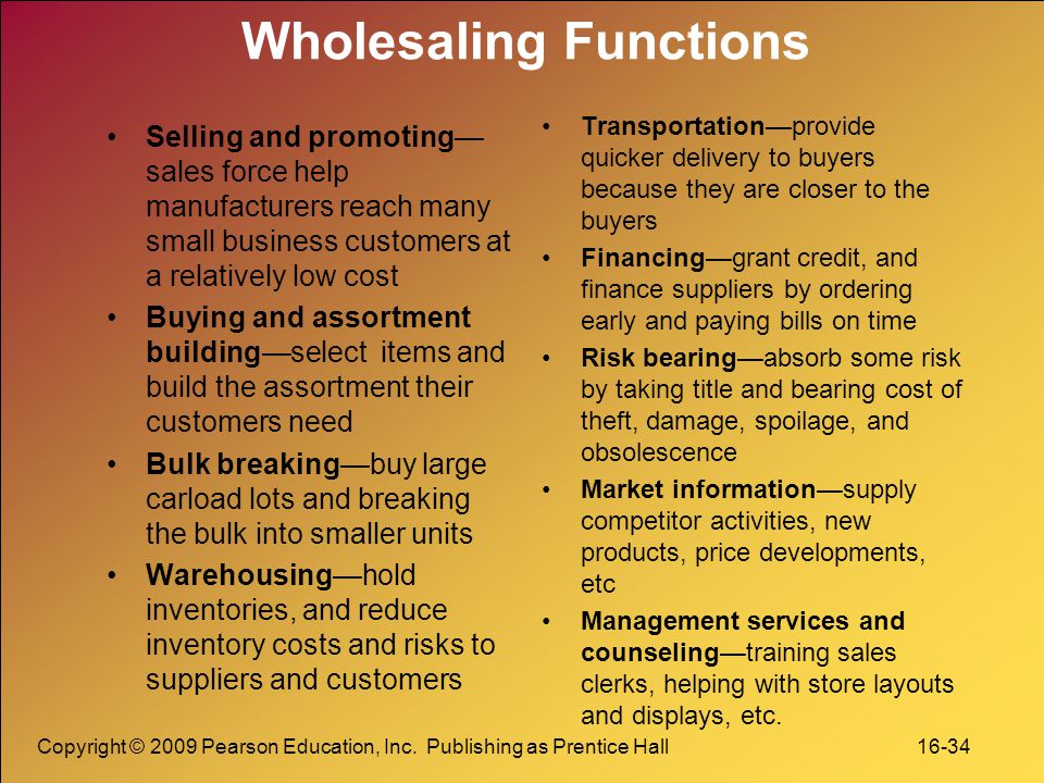 what are the functions of a wholesaler