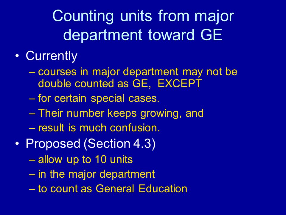 Counting units from major department toward GE