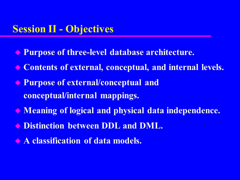 Session II - Objectives