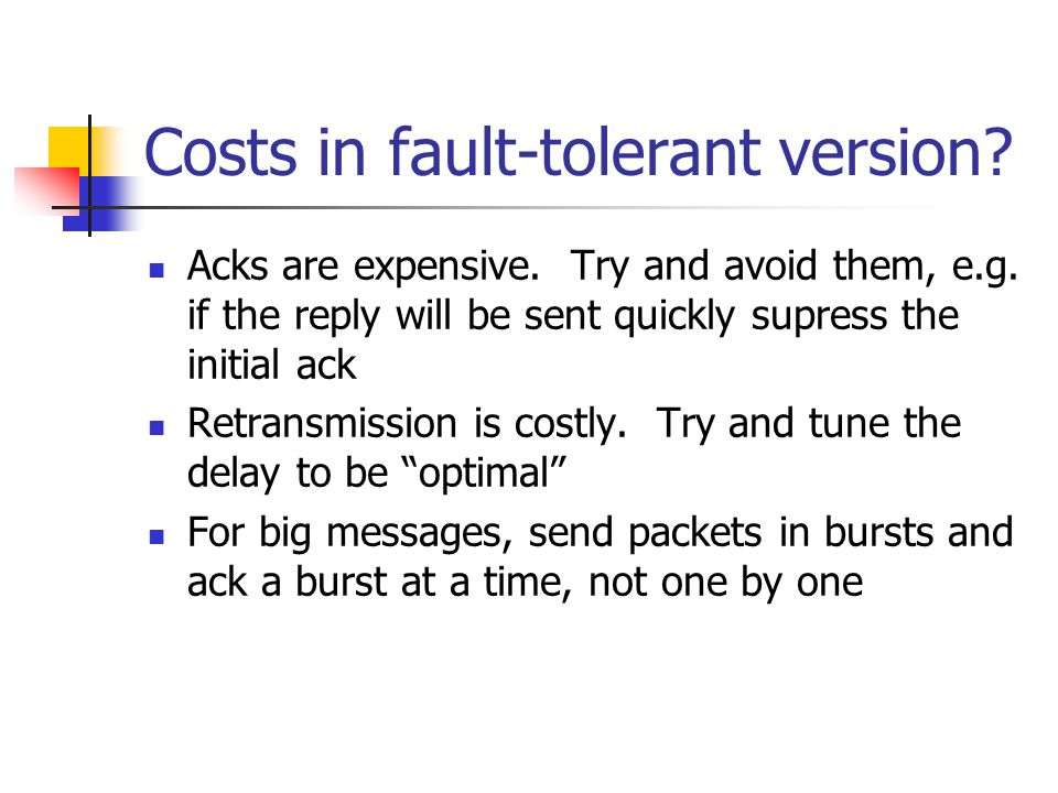 Costs in fault-tolerant version