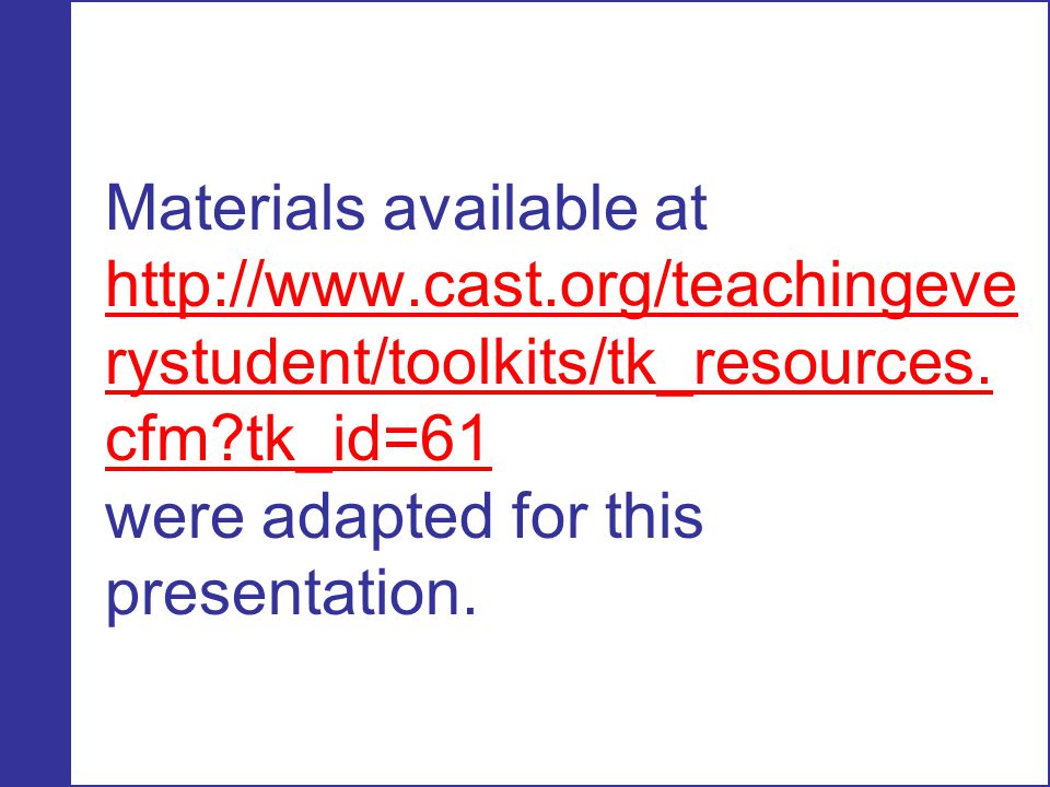 Materials available at   cast