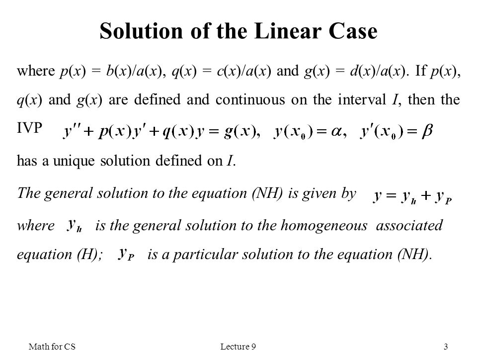 Lecture 9 Second Order Linear Differential Equations Ppt Download