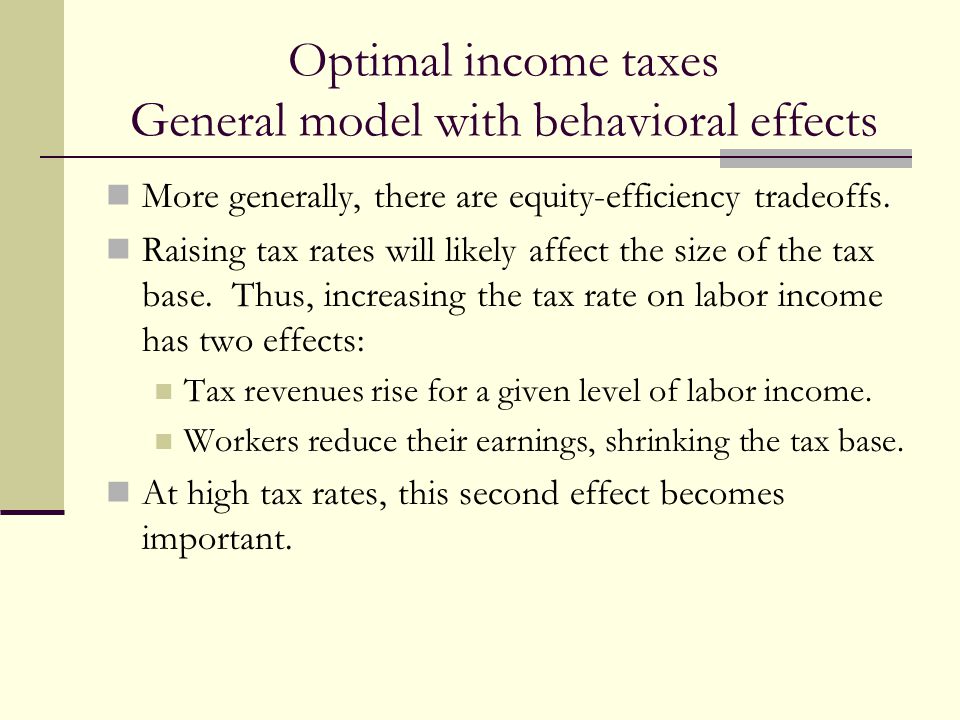 Optimal income taxes General model with behavioral effects