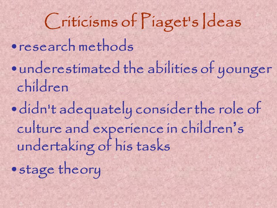 Criticisms of Piaget s Ideas