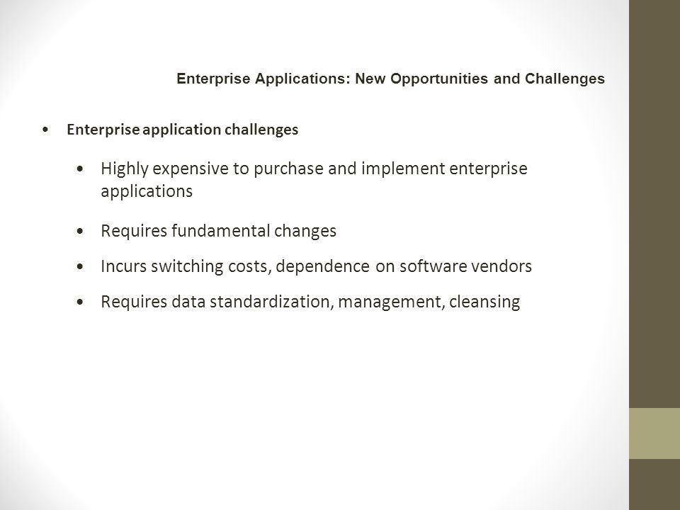 Enterprise Applications: New Opportunities and Challenges