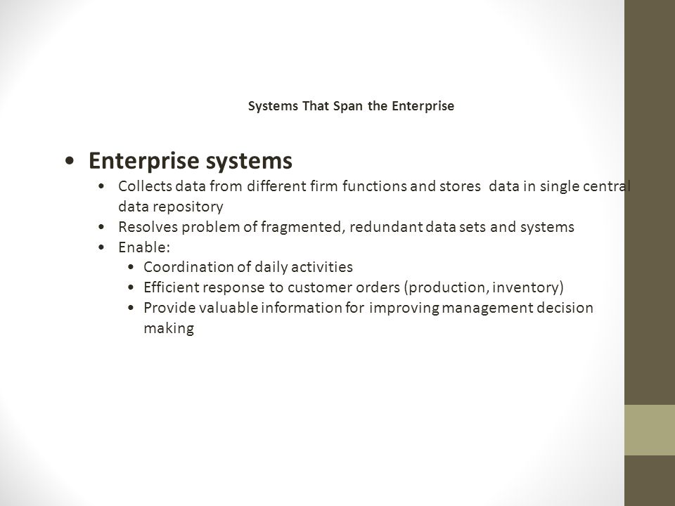 Systems That Span the Enterprise