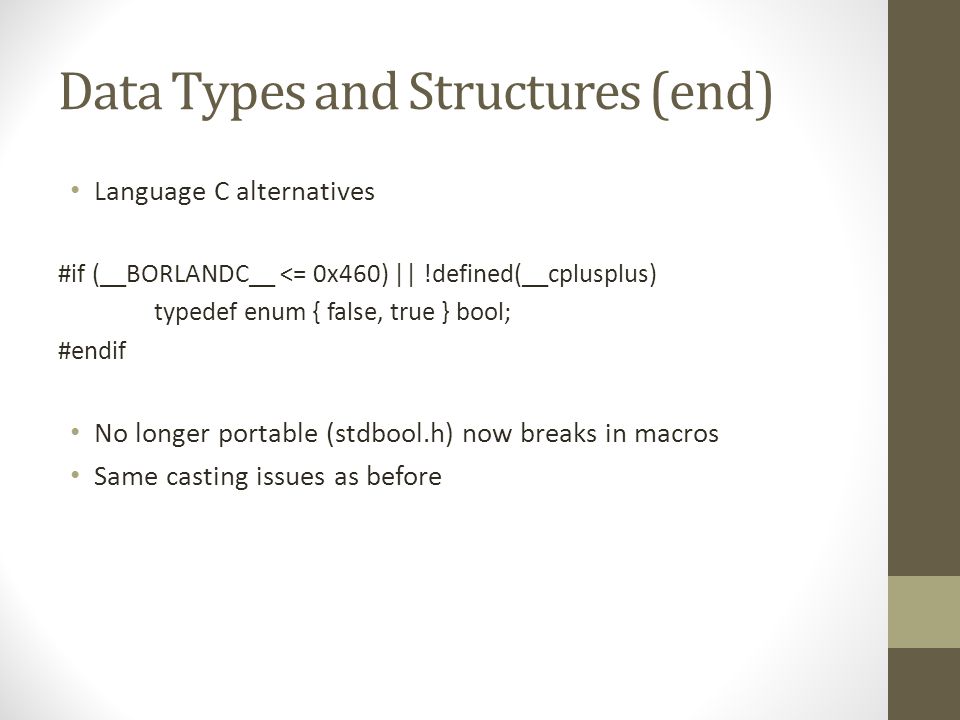 Data Types and Structures (end)