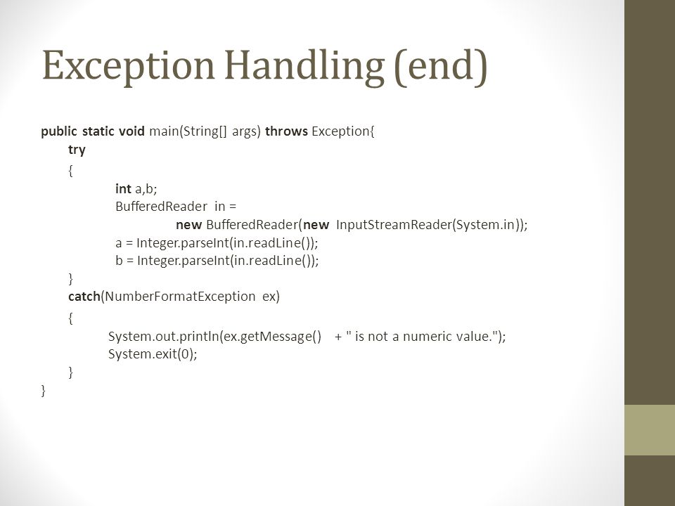 Exception Handling (end)