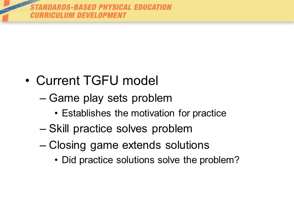 Current TGFU model Game play sets problem