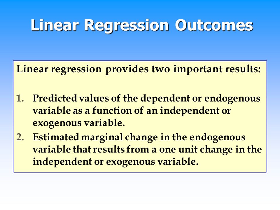 Linear Regression Outcomes