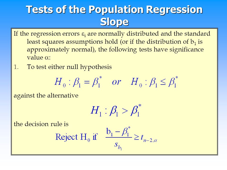 Tests of the Population Regression Slope