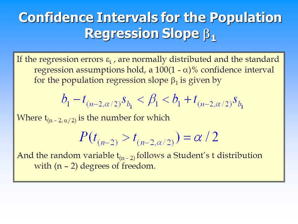Confidence Intervals for the Population Regression Slope 1