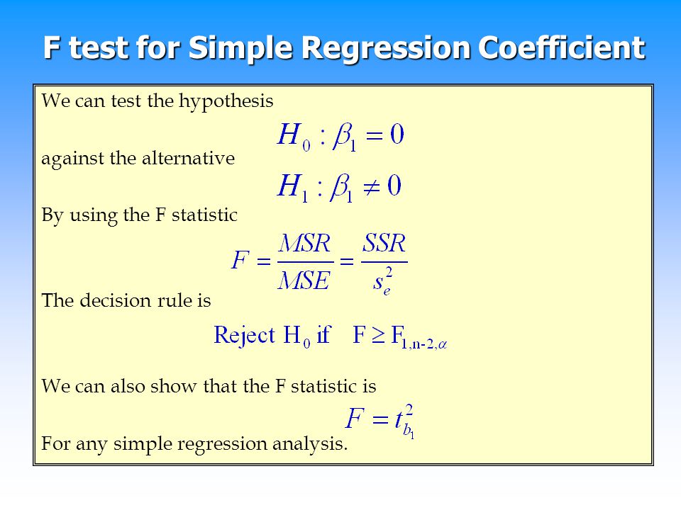 F test for Simple Regression Coefficient