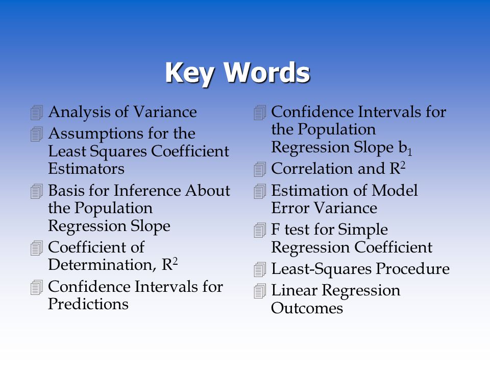 Key Words Analysis of Variance