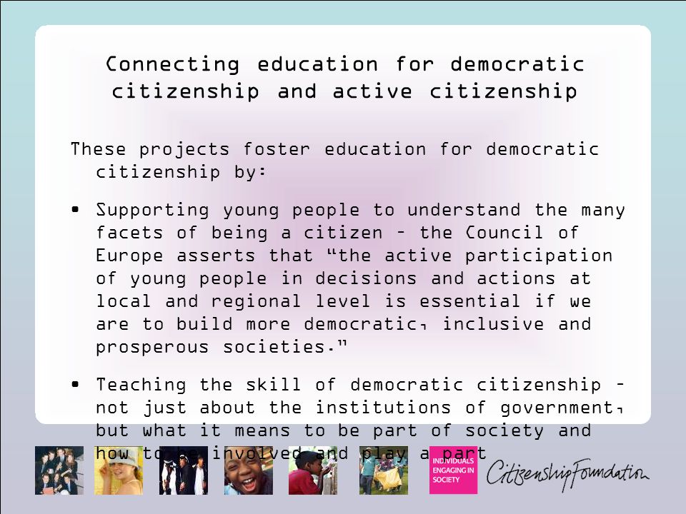 Connecting education for democratic citizenship and active citizenship