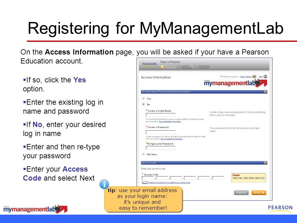 Registering for MyManagementLab