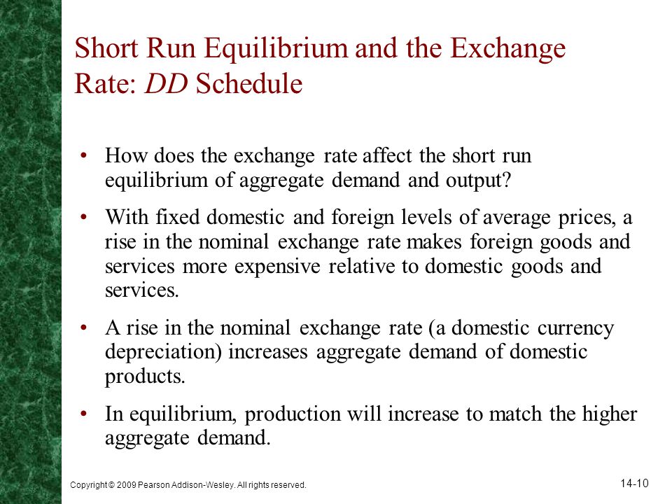 Short Run Equilibrium and the Exchange Rate: DD Schedule