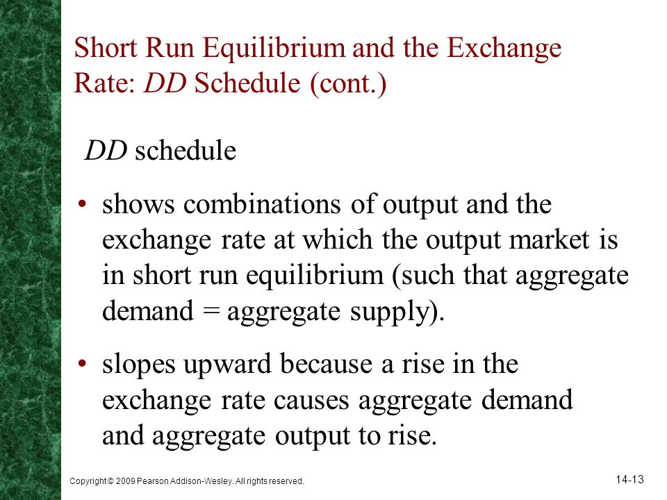 Short Run Equilibrium and the Exchange Rate: DD Schedule (cont.)