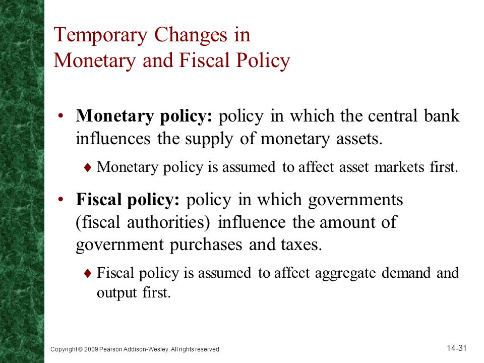 Temporary Changes in Monetary and Fiscal Policy