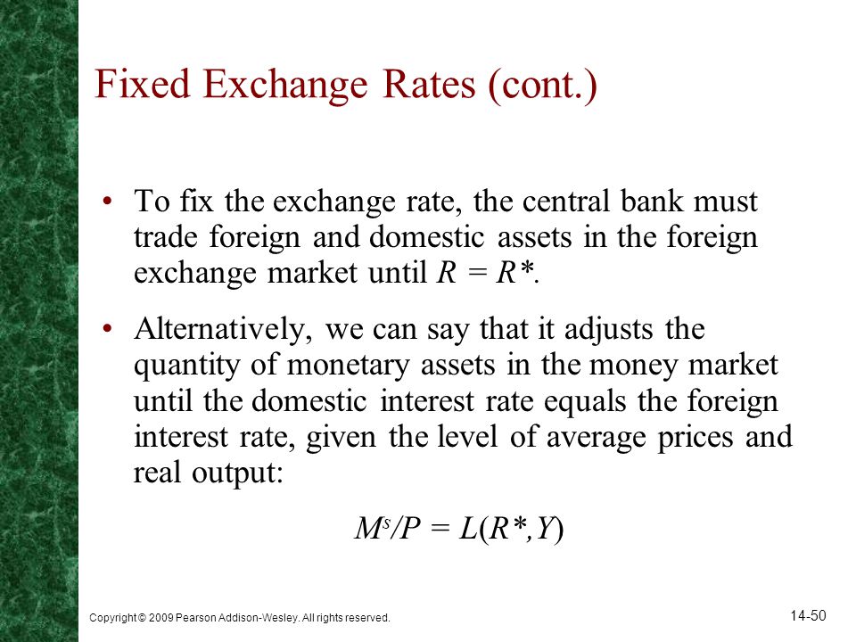Fixed Exchange Rates (cont.)