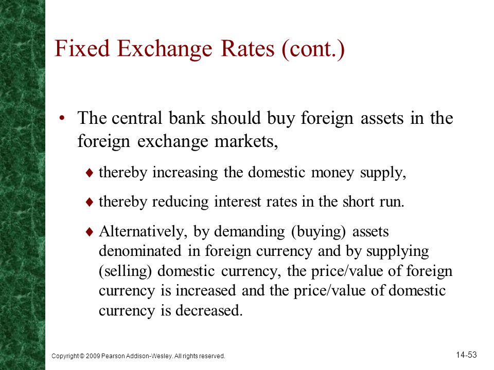 Fixed Exchange Rates (cont.)