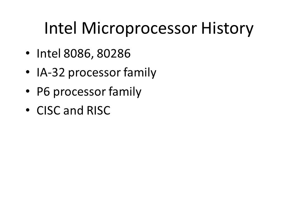 Intel Microprocessor History