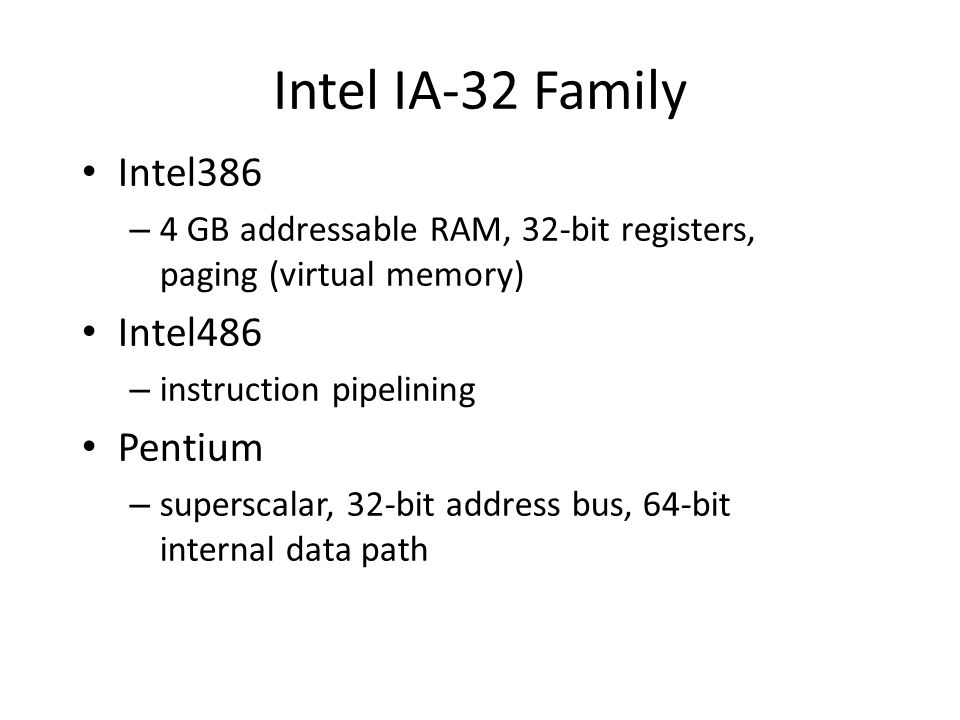 Intel IA-32 Family Intel386 Intel486 Pentium
