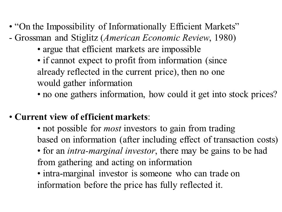 On the Impossibility of Informationally Efficient Markets