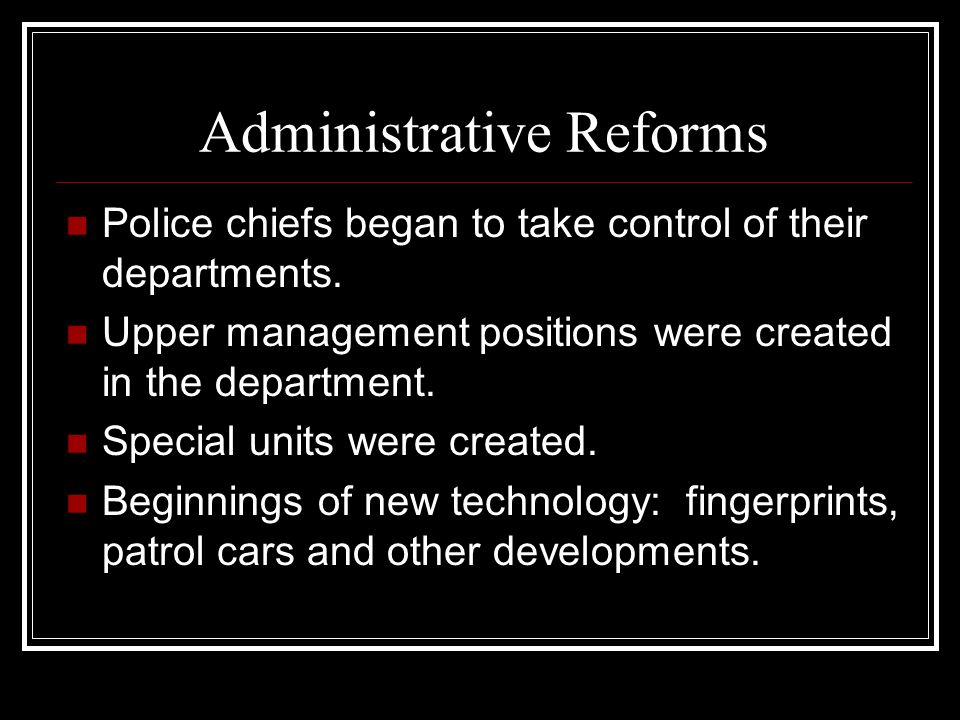 Administrative Reforms