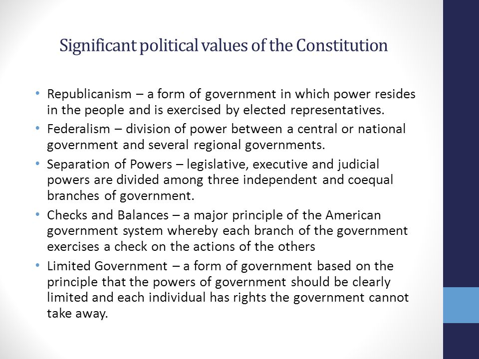 Significant political values of the Constitution
