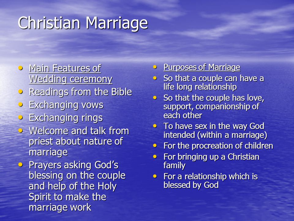Christian Marriage Main Features of Wedding ceremony