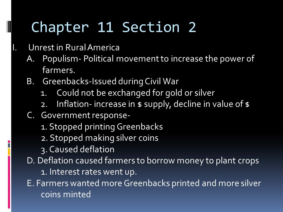 Chapter 11 Section 2 Unrest in Rural America