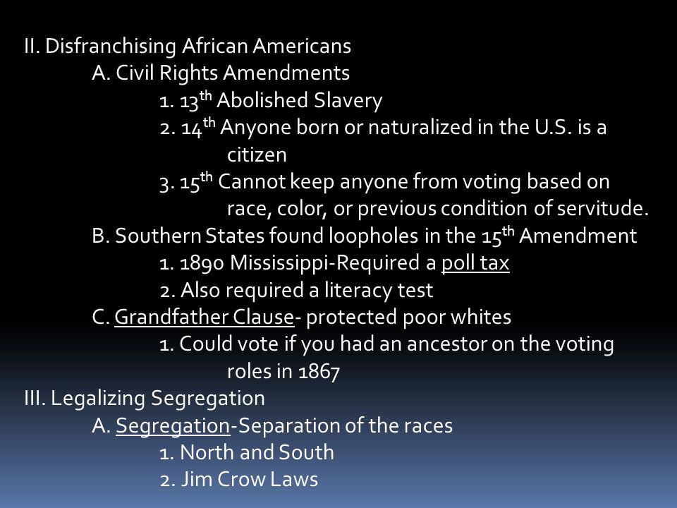 II. Disfranchising African Americans
