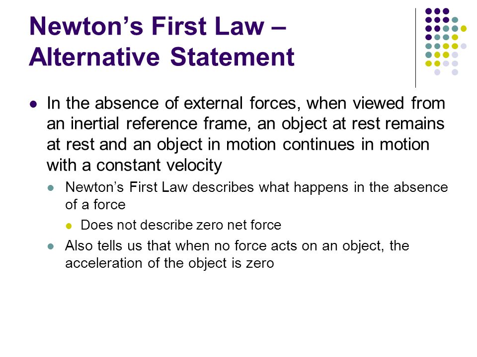 Newton’s First Law – Alternative Statement