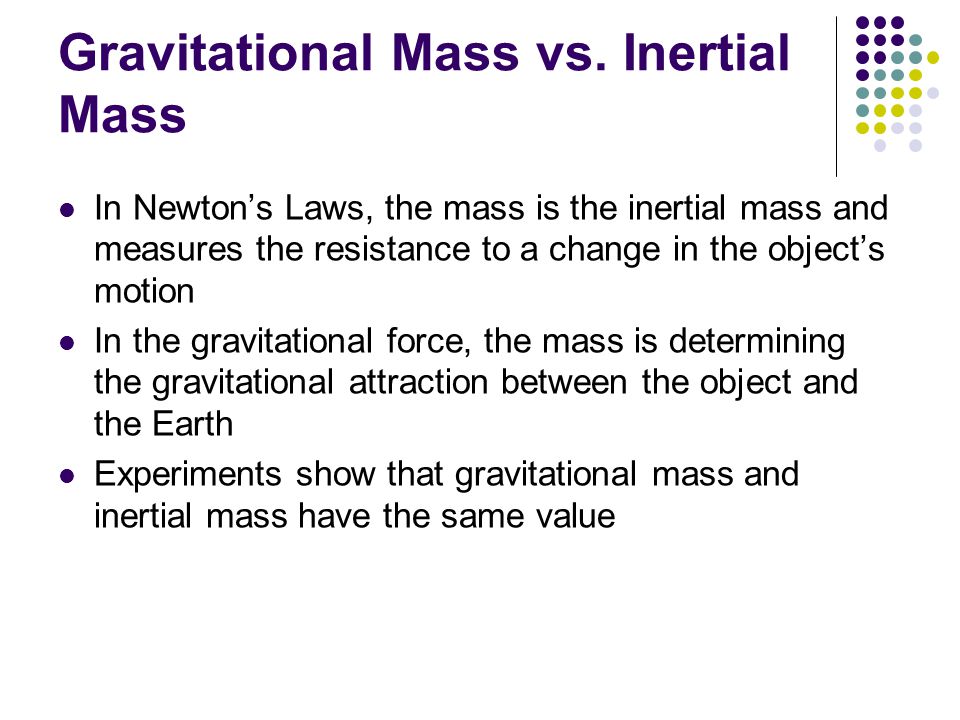 Gravitational Mass vs. Inertial Mass