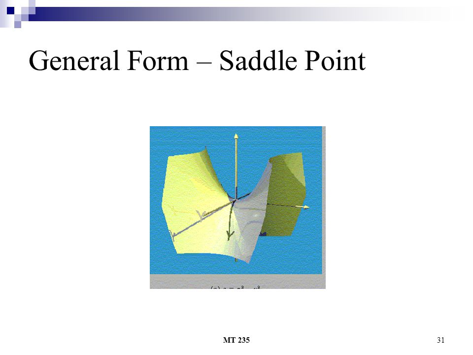 General Form – Saddle Point