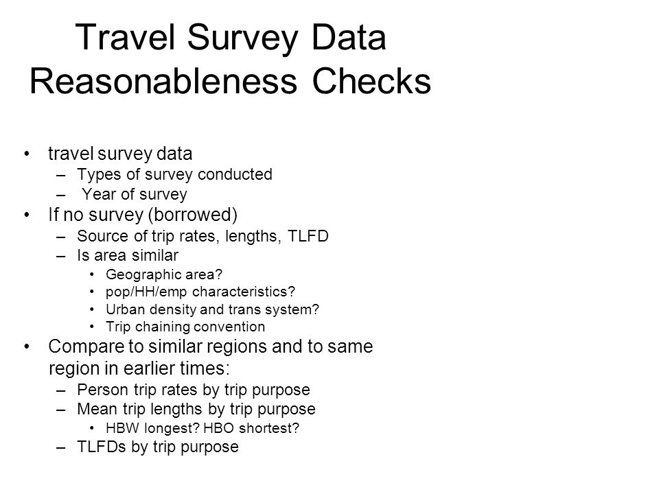 Travel Survey Data Reasonableness Checks