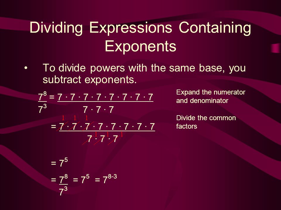 Dividing Expressions Containing Exponents